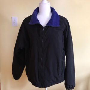 Columbia fleece lined jacket/coat black/blue with zipper, pockets, women’s